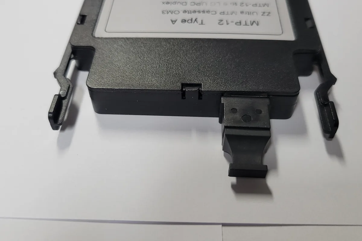 MPO to LC fiber cassette prepared for inspection