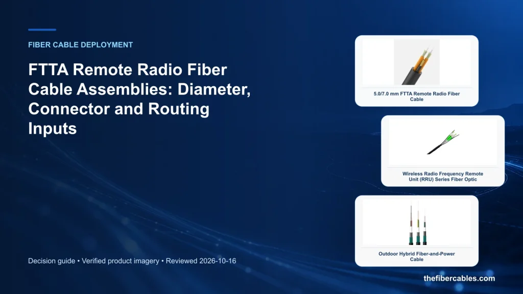 FTTA Remote Radio Fiber Cable Assemblies: Diameter, Connector and Routing Inputs