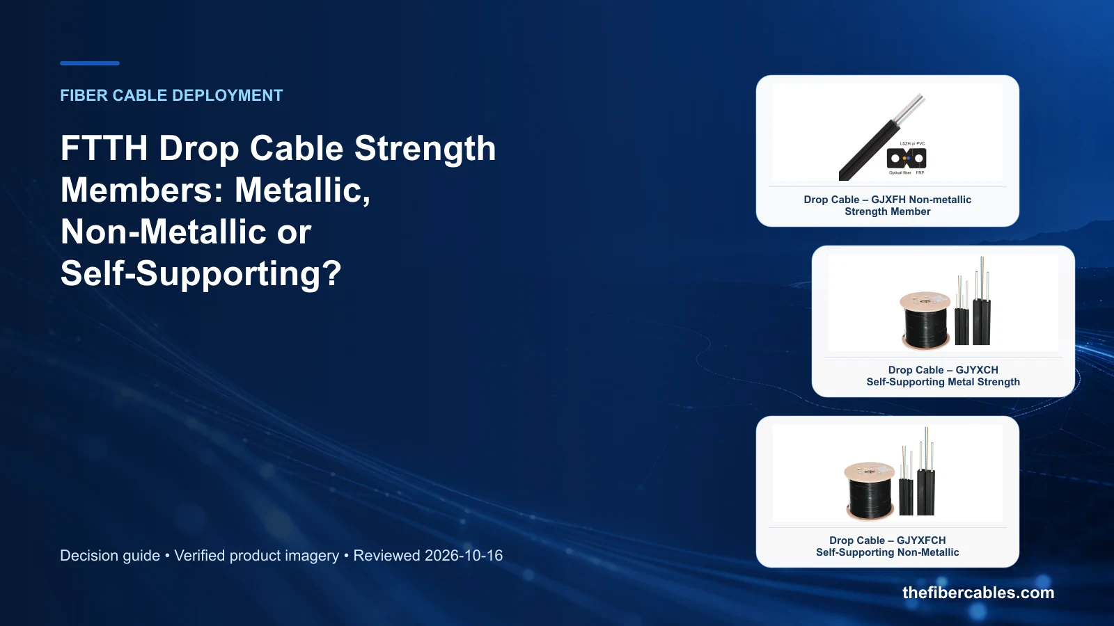 FTTH drop cable strength member: Drop Cable – GJXFH Non-metallic Strength Member selection guide