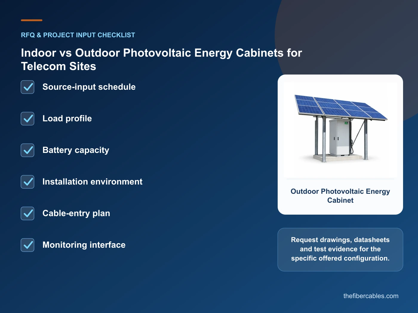 RFQ checklist for photovoltaic energy cabinet using real product imagery