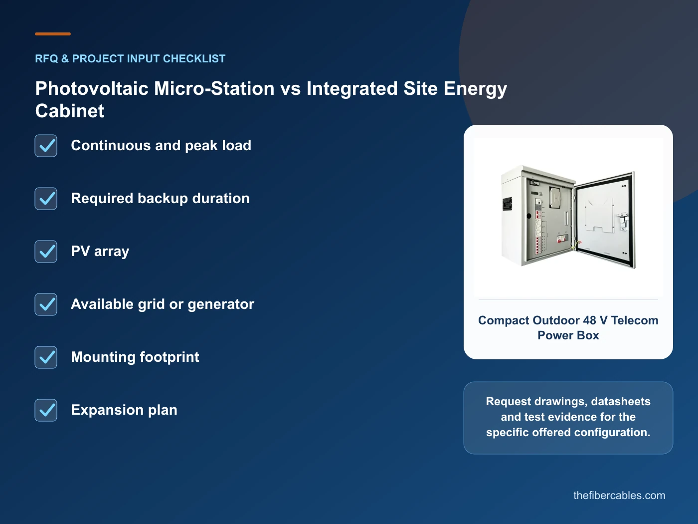 RFQ checklist for photovoltaic micro station using real product imagery