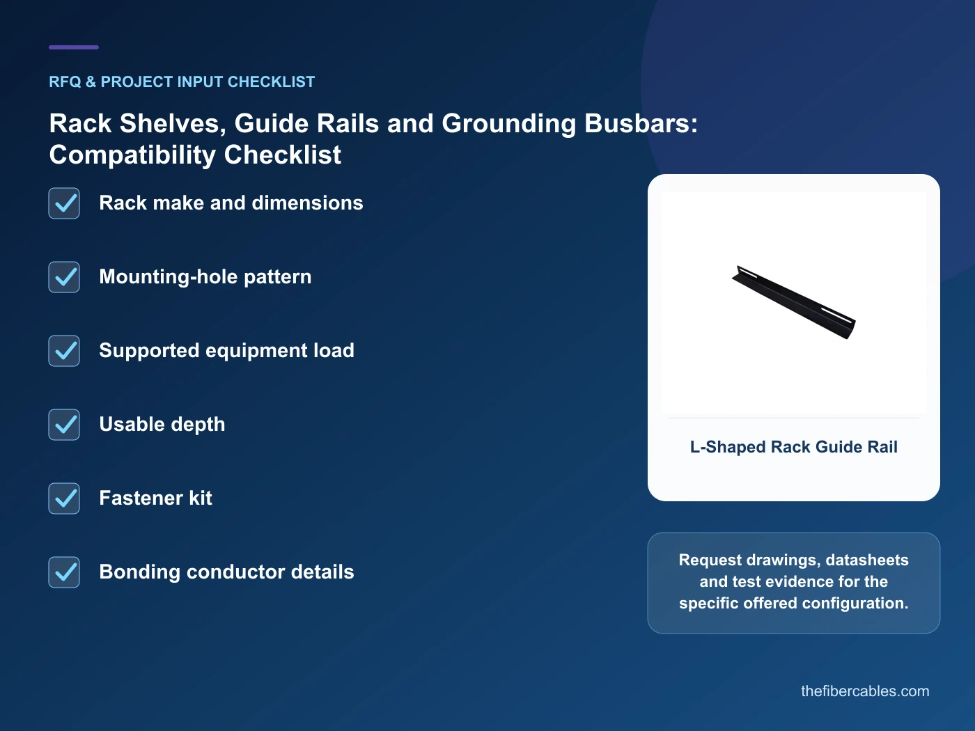 RFQ checklist for rack accessory compatibility using real product imagery