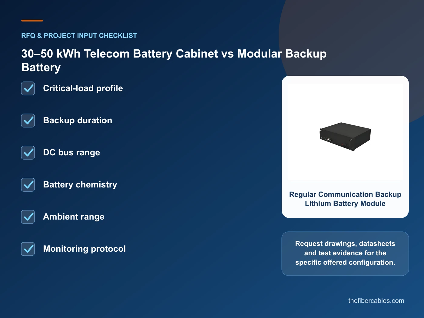 RFQ checklist for telecom battery cabinet capacity using real product imagery