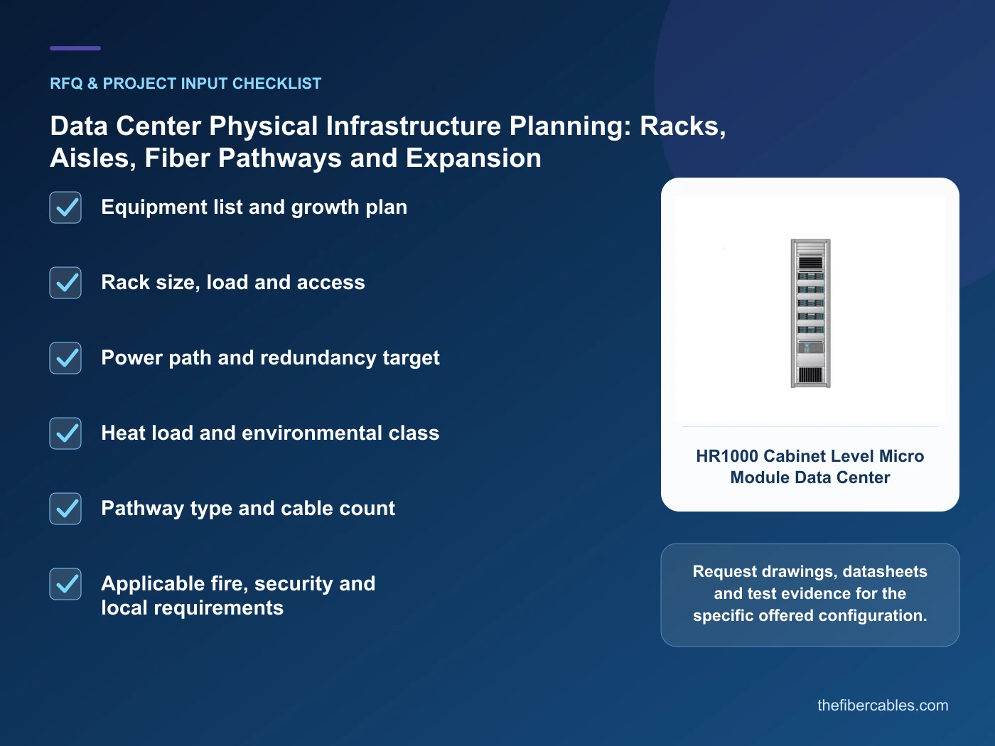 RFQ checklist for data center physical infrastructure using real product imagery