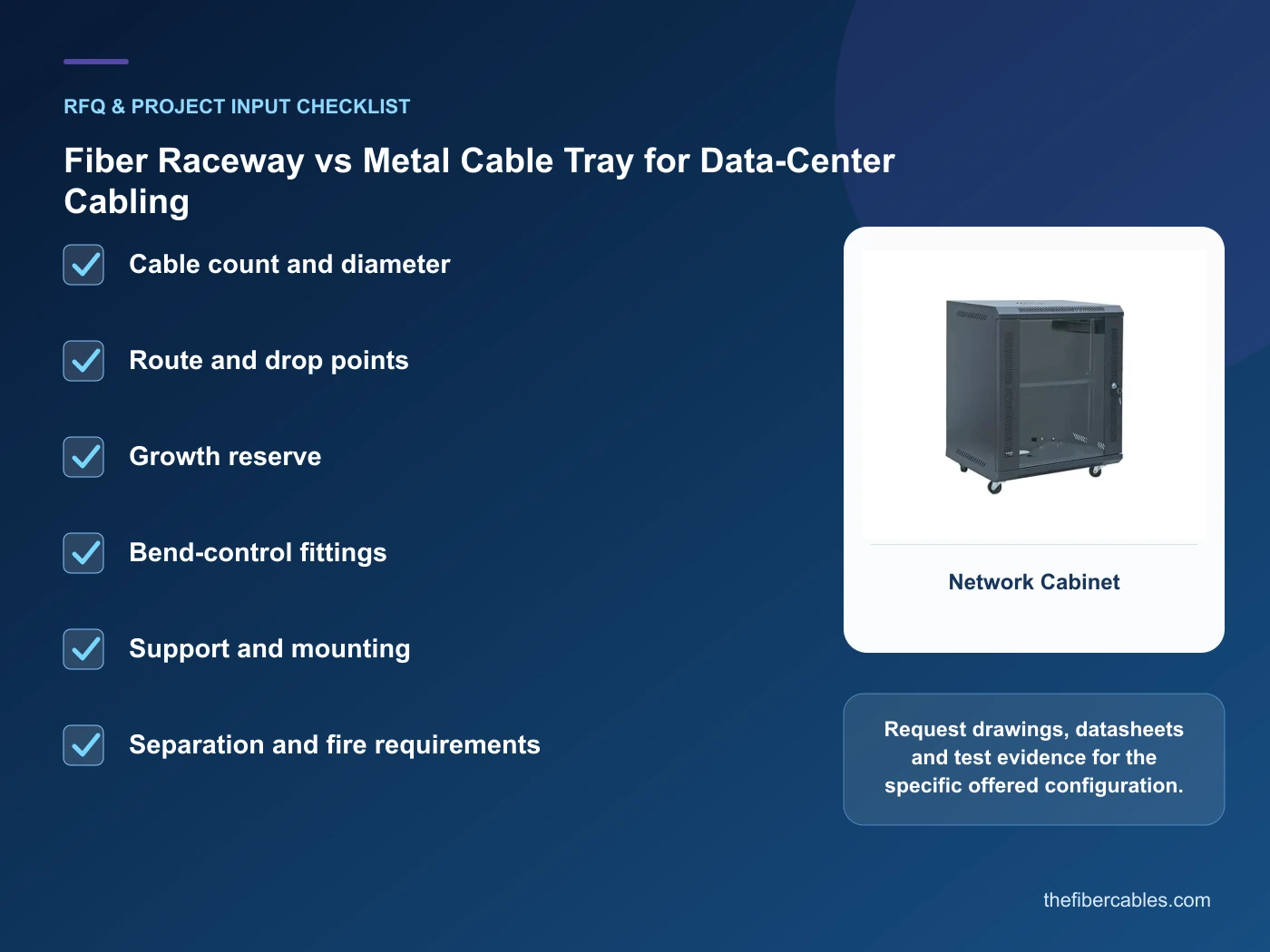 RFQ checklist for fiber raceway vs cable tray using real product imagery