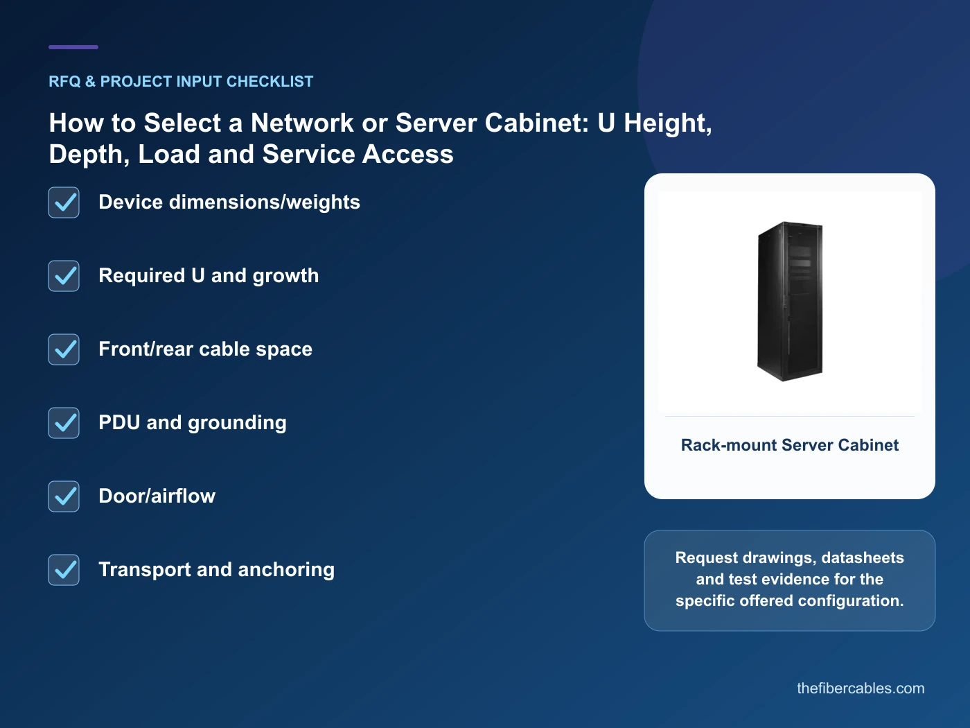 RFQ checklist for server cabinet selection using real product imagery