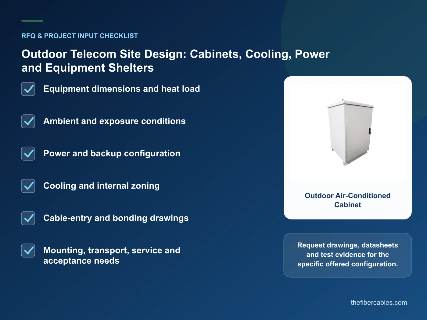 RFQ checklist for outdoor telecom cabinet design using real product imagery