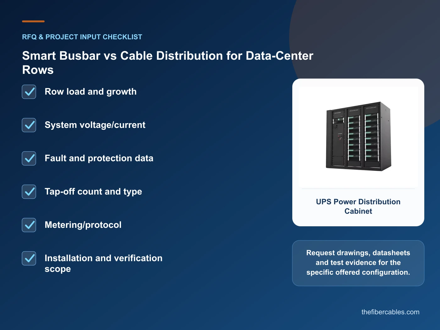 RFQ checklist for smart busbar vs cable distribution using real product imagery